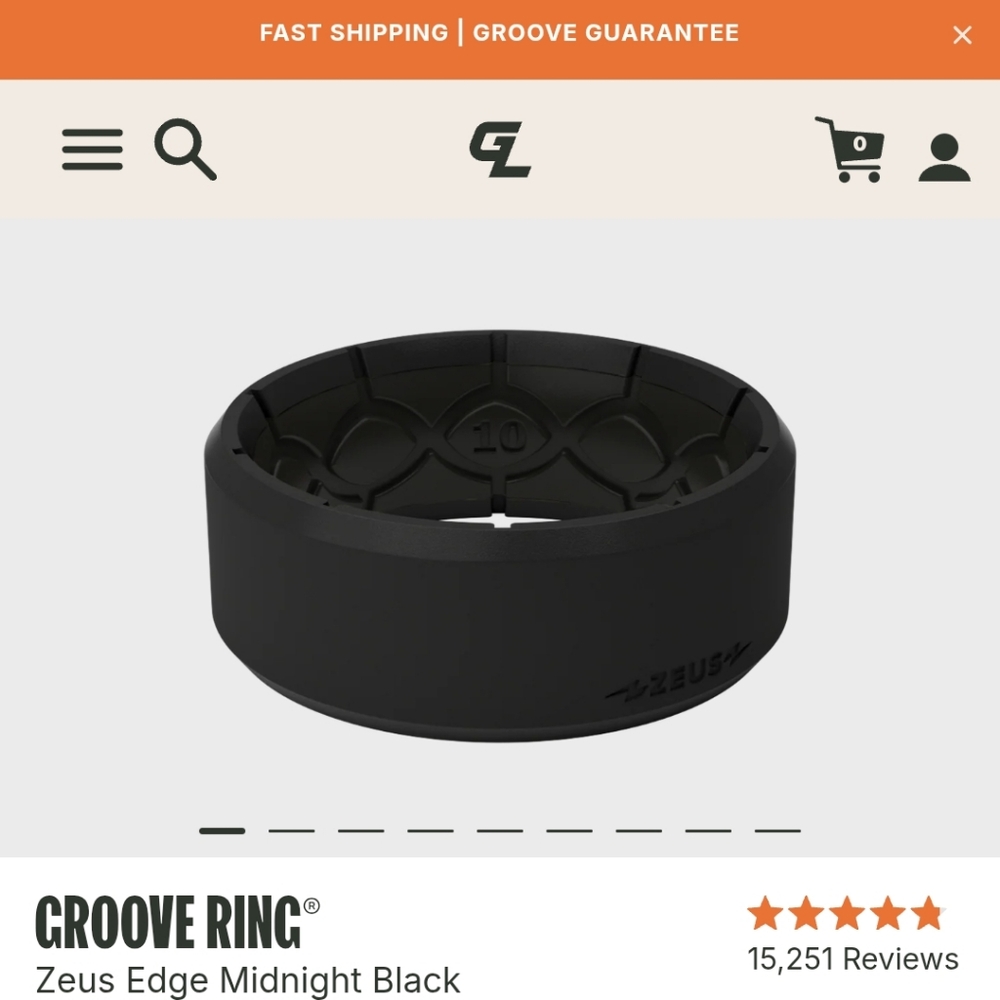 Groove Ring Zeus Edge Midnight Black size 8 - Picture 2 of 8
